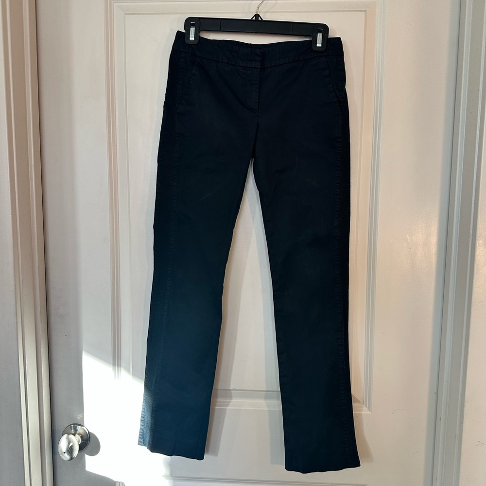 Burberry Black Cotton Stretch Side Stripe Trouser Straight Leg Chino Pants, XS/S